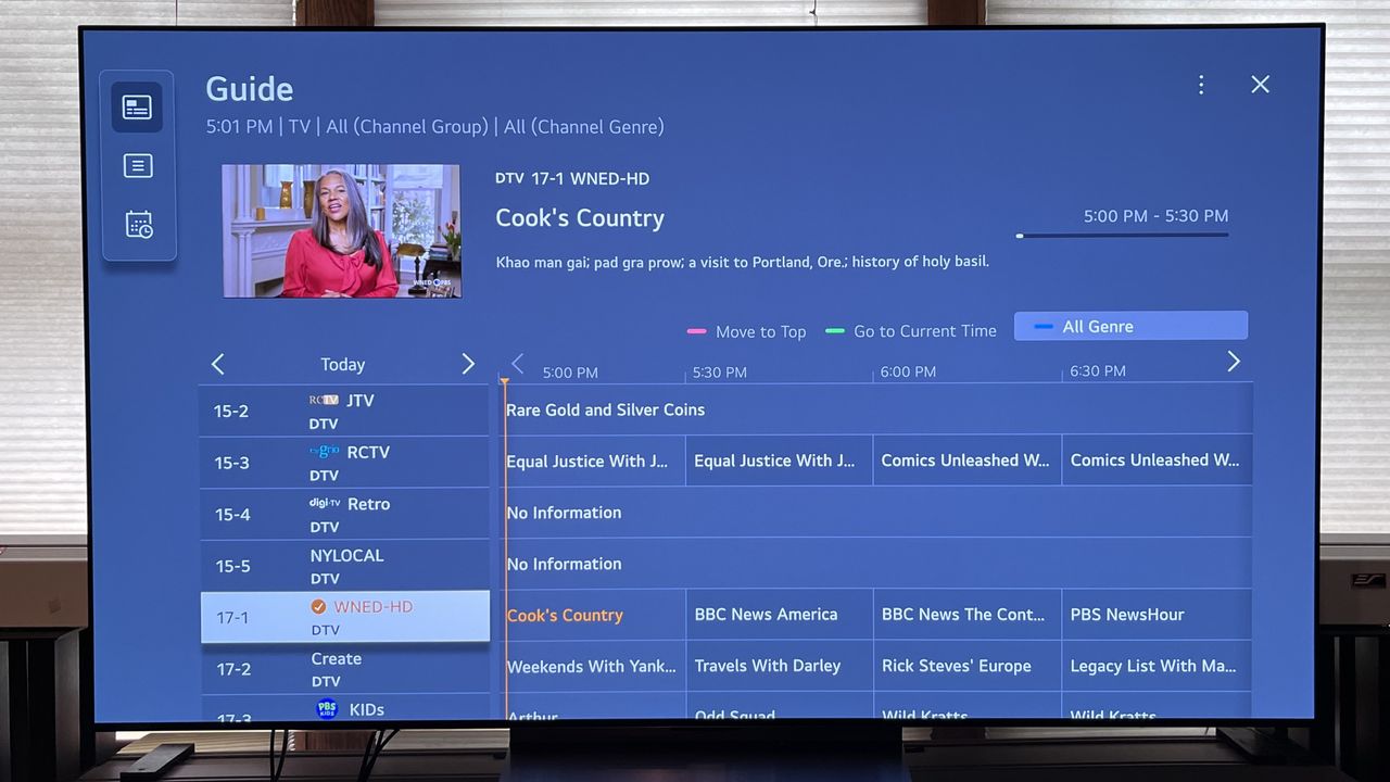 LG C4 OLED TV guide des programmes en direct