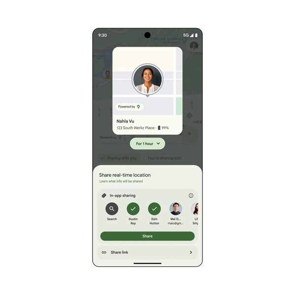 Google's Find My Device app lets users share their location with trusted contacts.
