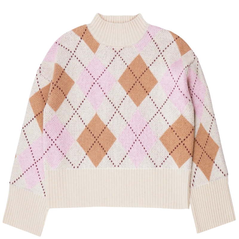 RO&amp;amp;ZO, Pink Multi Argyle Wool Jumper