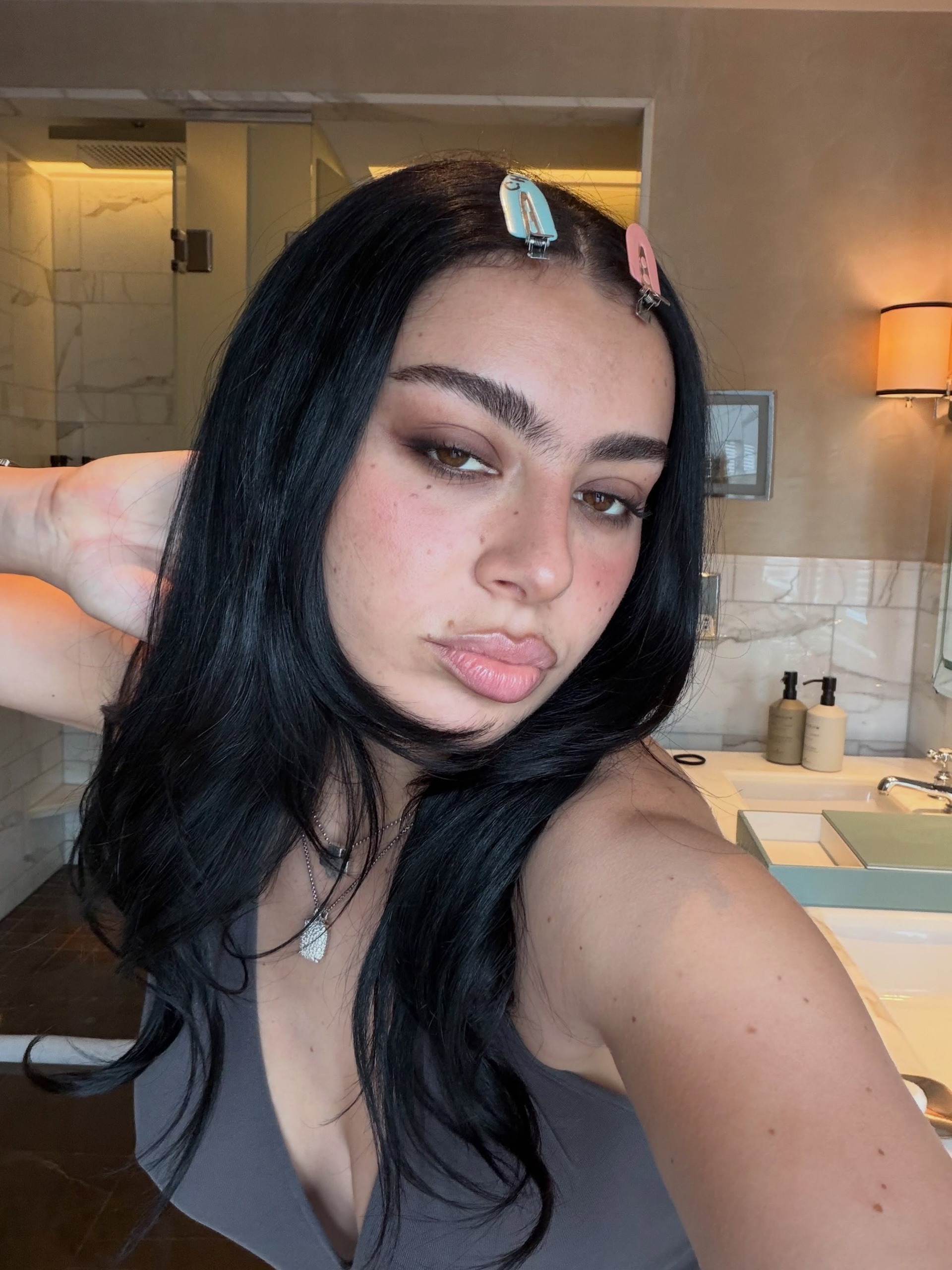 Charli XCX brown eye shadow.
