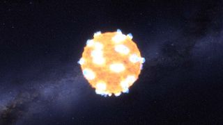 A dying star exploding into a supernova. NASA's Kepler Space Telescope, designed to find planets outside Earth's solar system, captured an image of a supernova shock wave in visible light for the first time.
