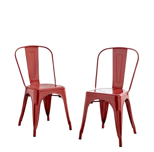 Furniturebox Uk Colton 2x Red Metal Dining Chairs 