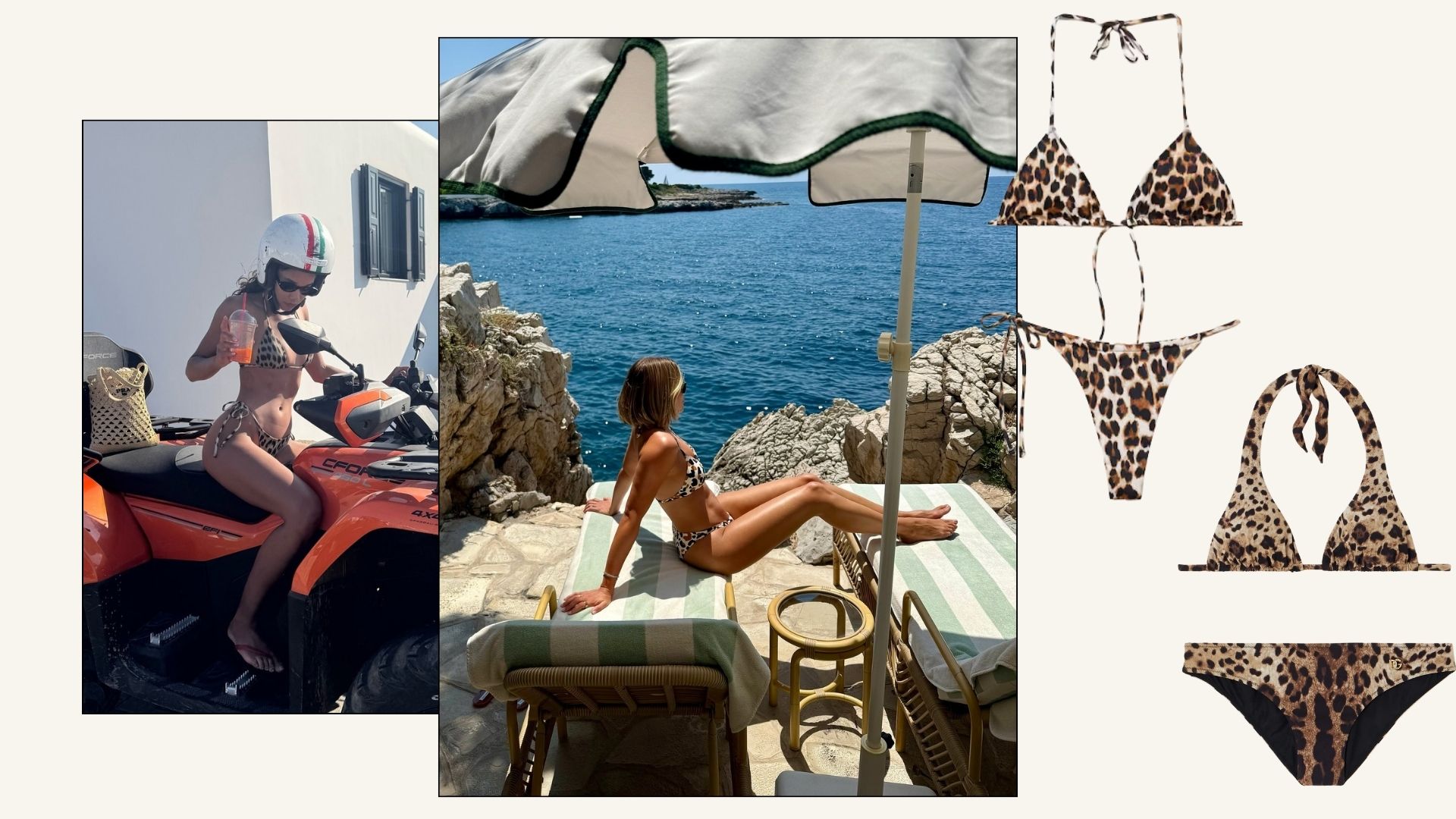 Laura Harrier and Sofia Richie wears leopard print bikinis on the beach.