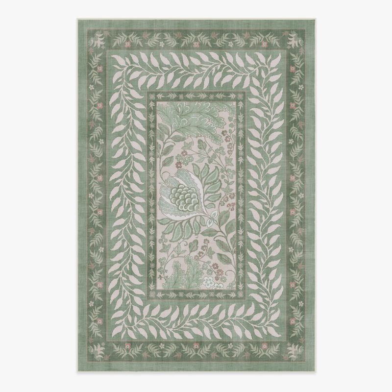 green patterned rug