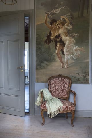 artwork In a Swedish traditional summer home on an island