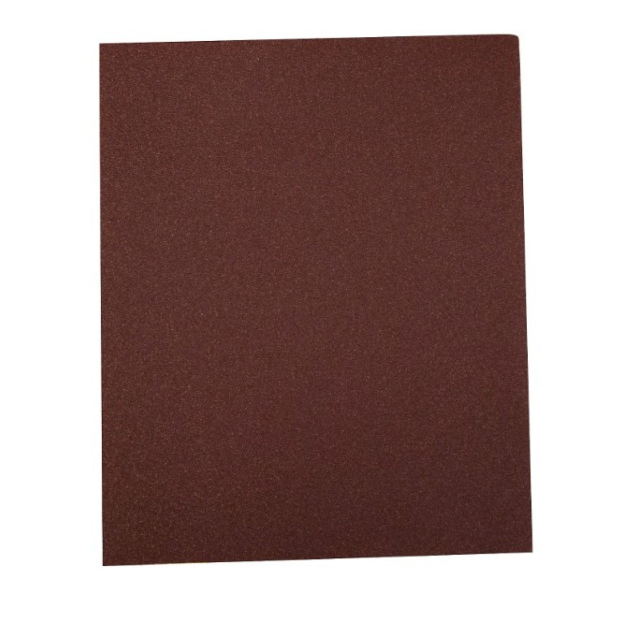 Cutout of a sheet of 120 grit sandpaper on a white background