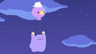 Drifloon carries Ditto off to a Pokopia Dream Island