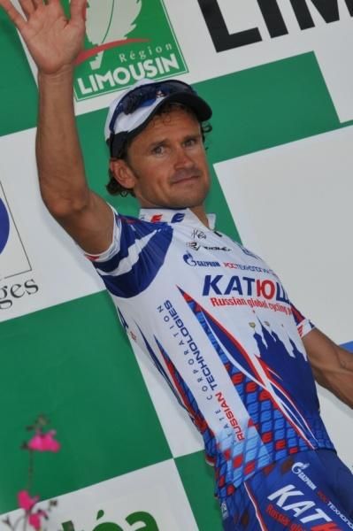 Alexandre Botcharov (Katusha) waves to the crowd following his stage win.