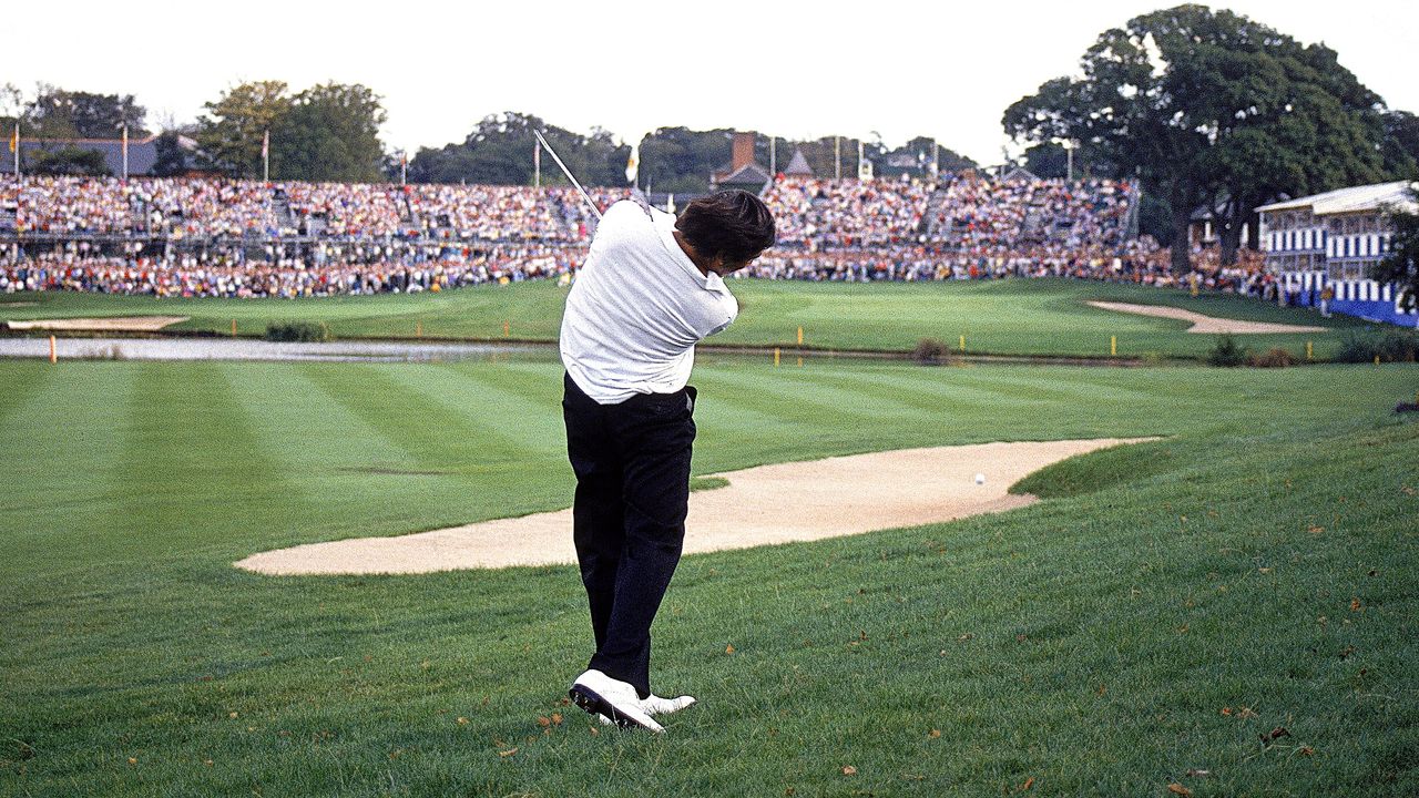 Seve Ballesteros on the 18th during the singles of the Ryder Cup at The Belfry 1989 