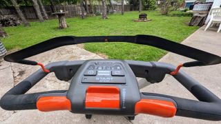 Husqvarna Lawn Xpert LE-322 being tested in writer's home