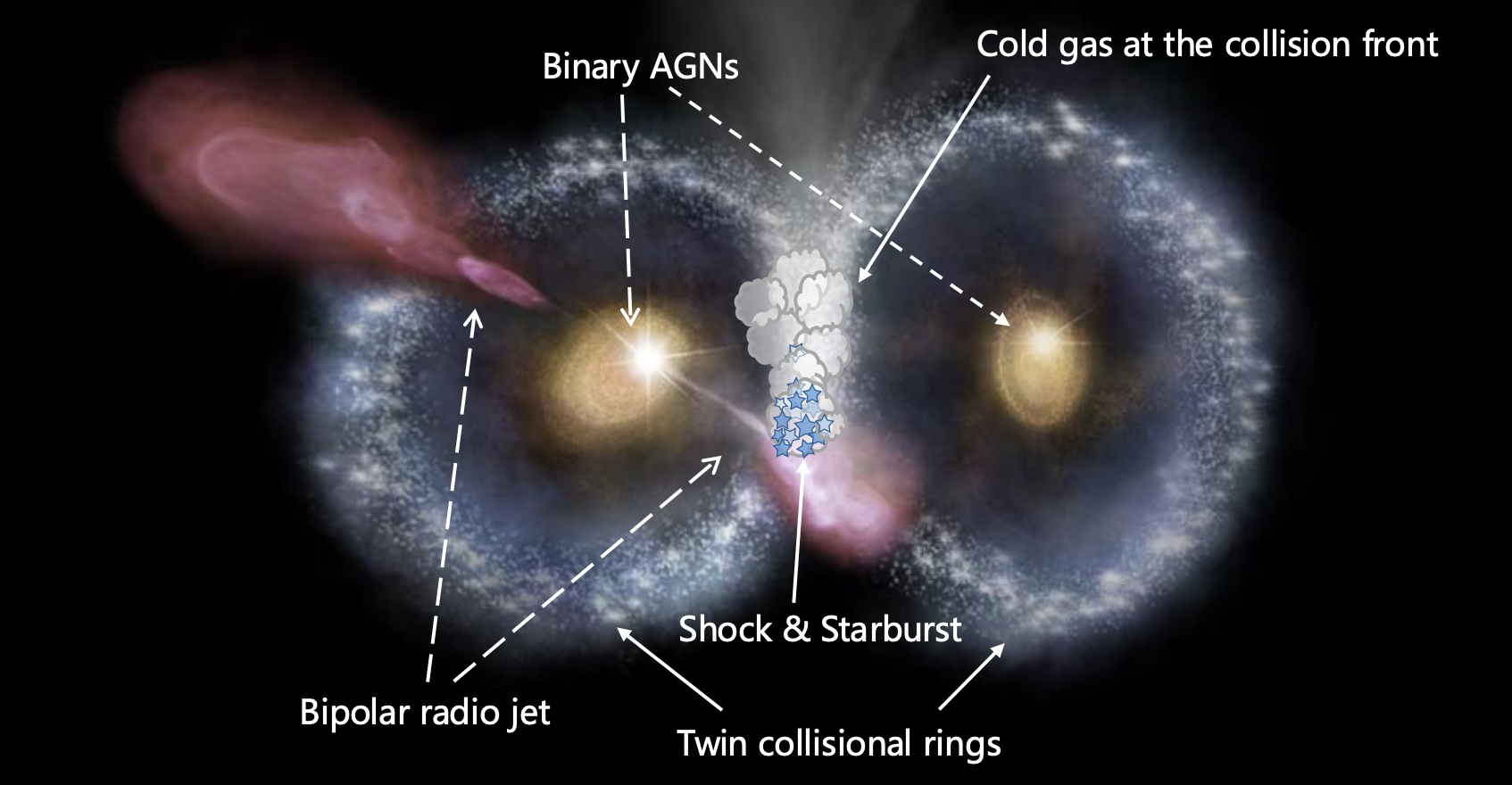 A diagram labeling the components of the 'cosmic owl'