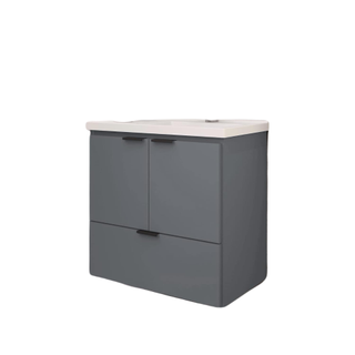 wall mounted vanity unit with cultured marble sink, grey 