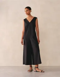Jersey Cropped Wide Leg Jumpsuit