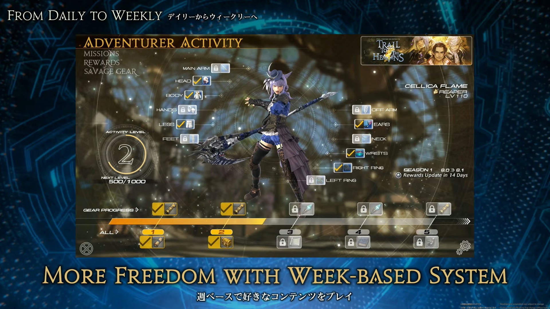 A preview screenshot depicting Final Fantasy 14's new approach to endgame progression