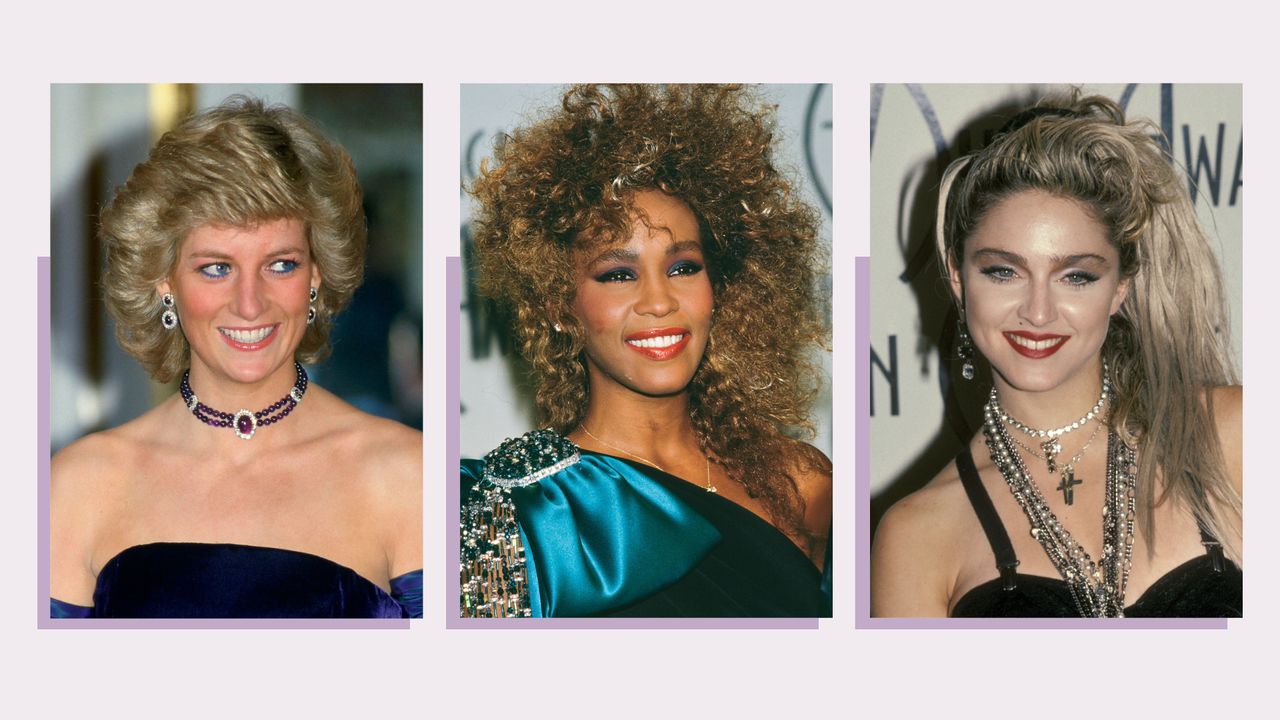 Collage of Princess Diana, Whitney Houston and Madonna