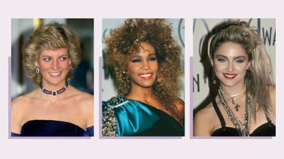 Collage of Princess Diana, Whitney Houston and Madonna