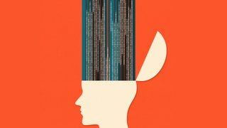 Illustration of opening head with binary code