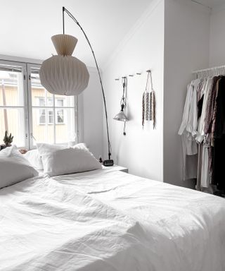 IKEA REGOLIT lampshade in miniamalist bedroom
