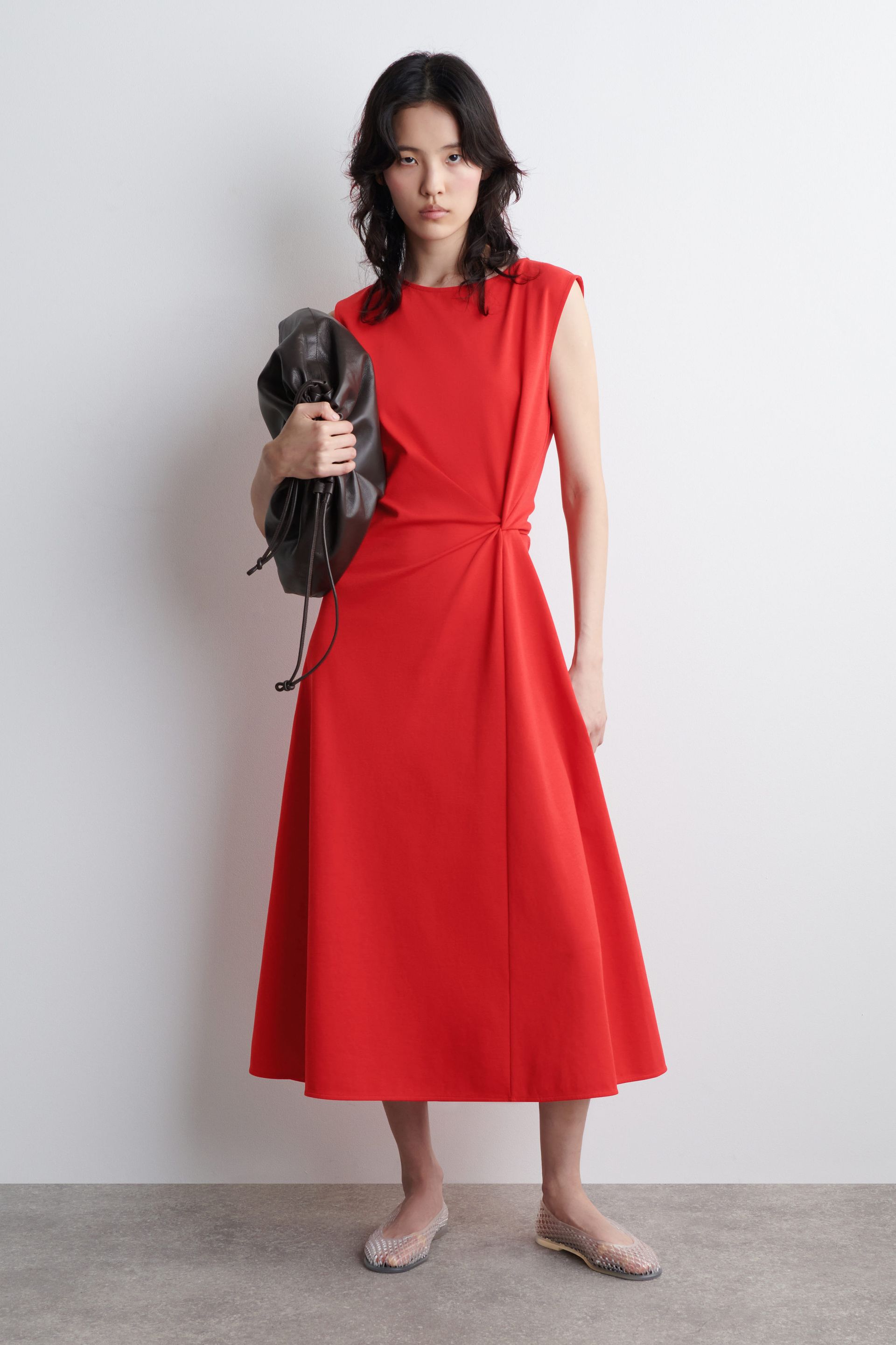 Twist-Detail Midi Dress