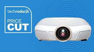 Epson 5050UB projector deal banner with blue background