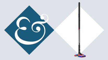 Dyson PencilVac Fluffycones on tile background next to Homes & Gardens '&' logo.