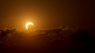 A photograph of a partial solar eclipse seen in 2012.