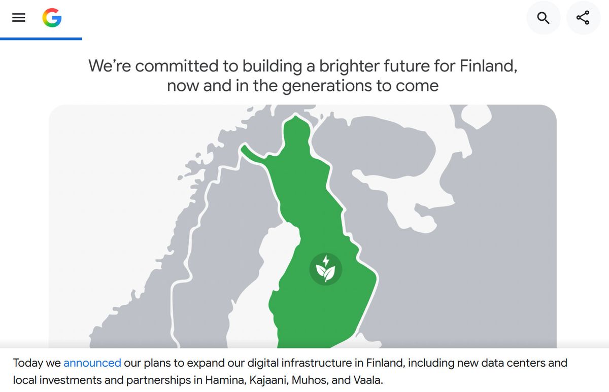 Googles data center plans in Finland