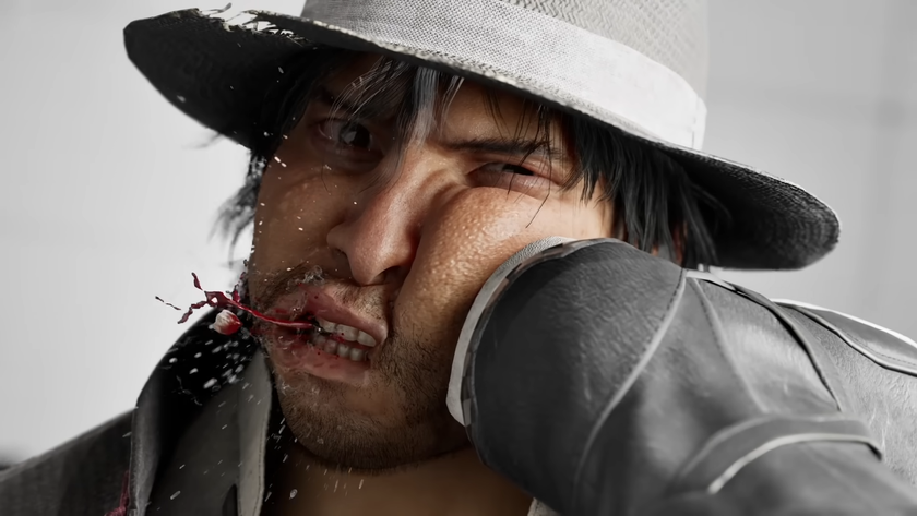 virtua fighter screenshot showing a closeup of a man being kicked in the face