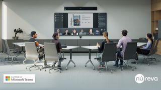 Nureva’s HDL410 audio system, being used in a conference room here, is now now certified for Microsoft Teams.