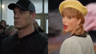 John Cena from Daddy's Home 2 and Taylor Swift from Karma music video side by side