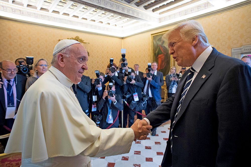 Pope Francis meets with President Donald Trump on May 24, 2017, in Vatican City.