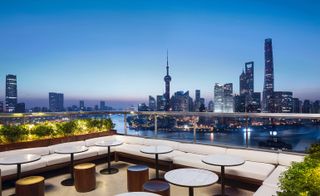 The views from the rooftop bar at The Edition Hotel in Shanghai