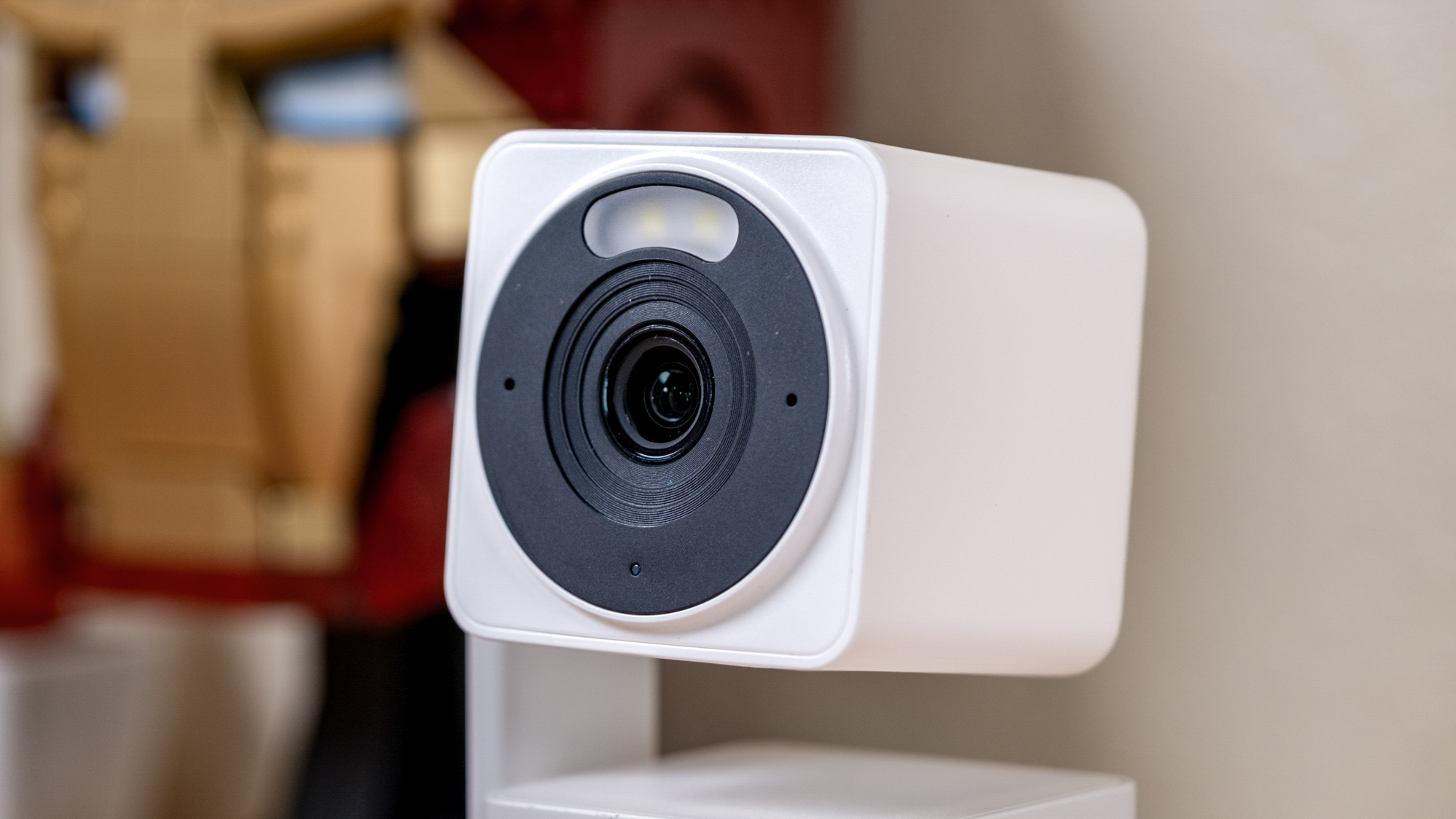 Close up of the camera on a Wyze Cam Pan v4
