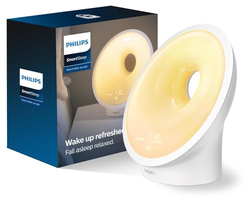 Philips Smartsleep Sleep and Wake-Up Light, Simulated Sunrise and Sunset, Multiple Lights and Sounds, Relaxbreathe to Sleep, Hf3651/01