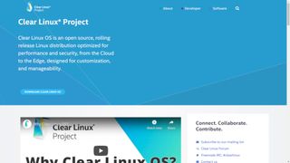 Captură de ecran de pe site-ul Clear Linux