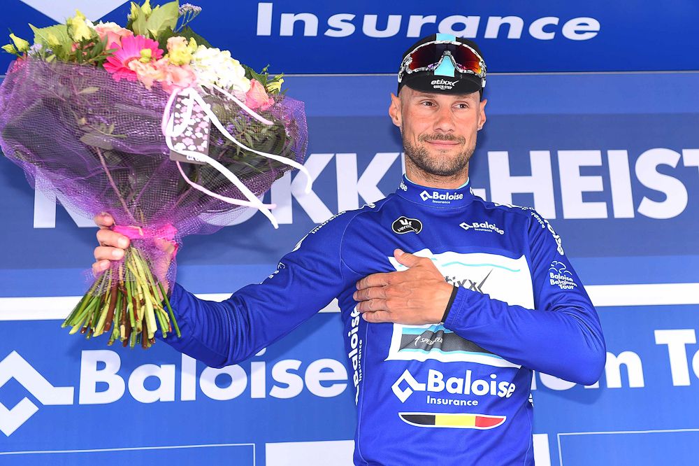 Tom Boonen on the stage 1 podium.
