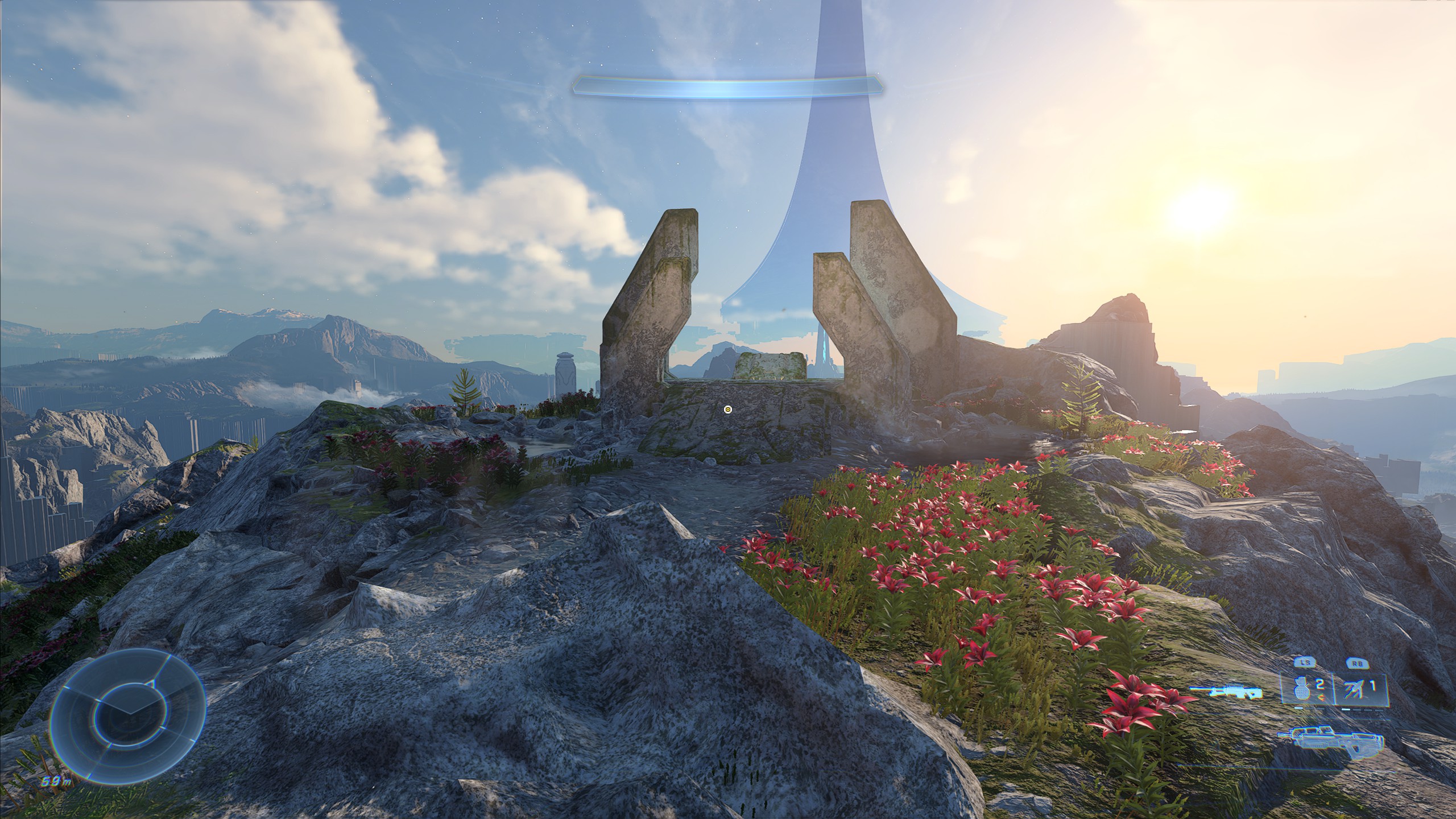 Halo Infinite skulls locations - the sun rises over Halo