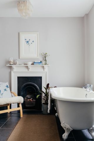 bathroom in period home fireplace