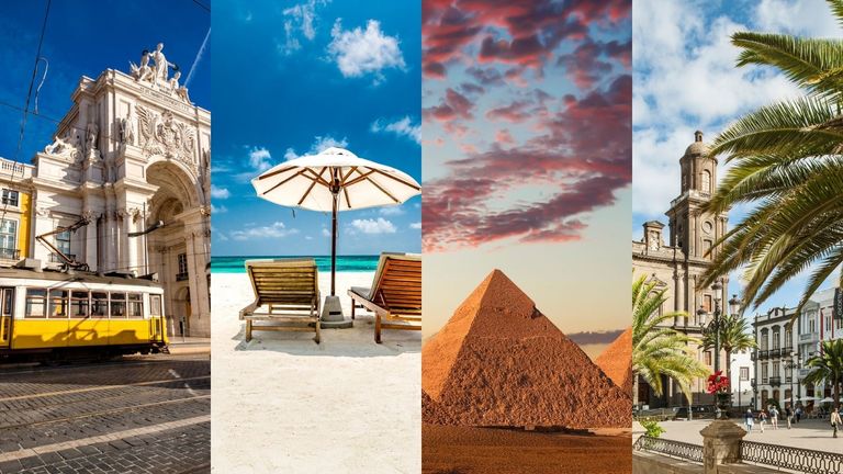 Four of the best places to travel in December in a composite image