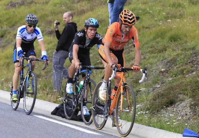 Sammy Sanchez (Euskaltel-Euskadi) climbs to the finish of Vuelta stage 15