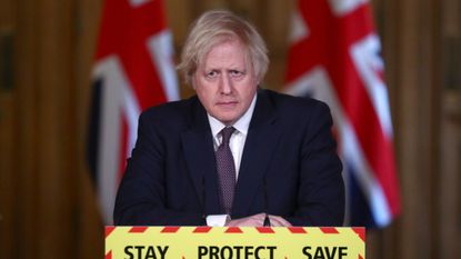 Boris Johnson at the daily Covid press briefing