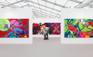 Galerie Perrotin dedicated its entire booth to Brooklyn-based artist Kaws