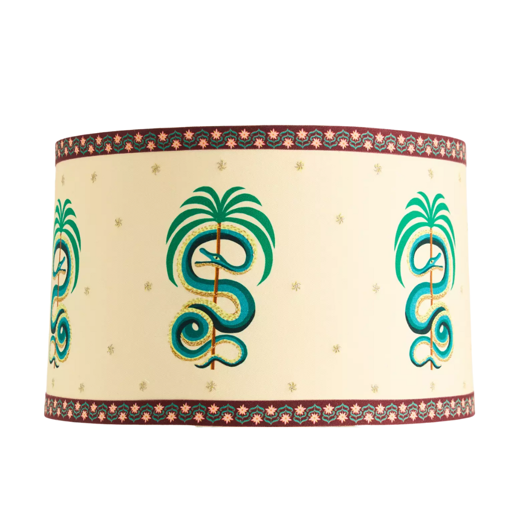 Printed Goods Snake 16&quot; Drum Lamp Shade
