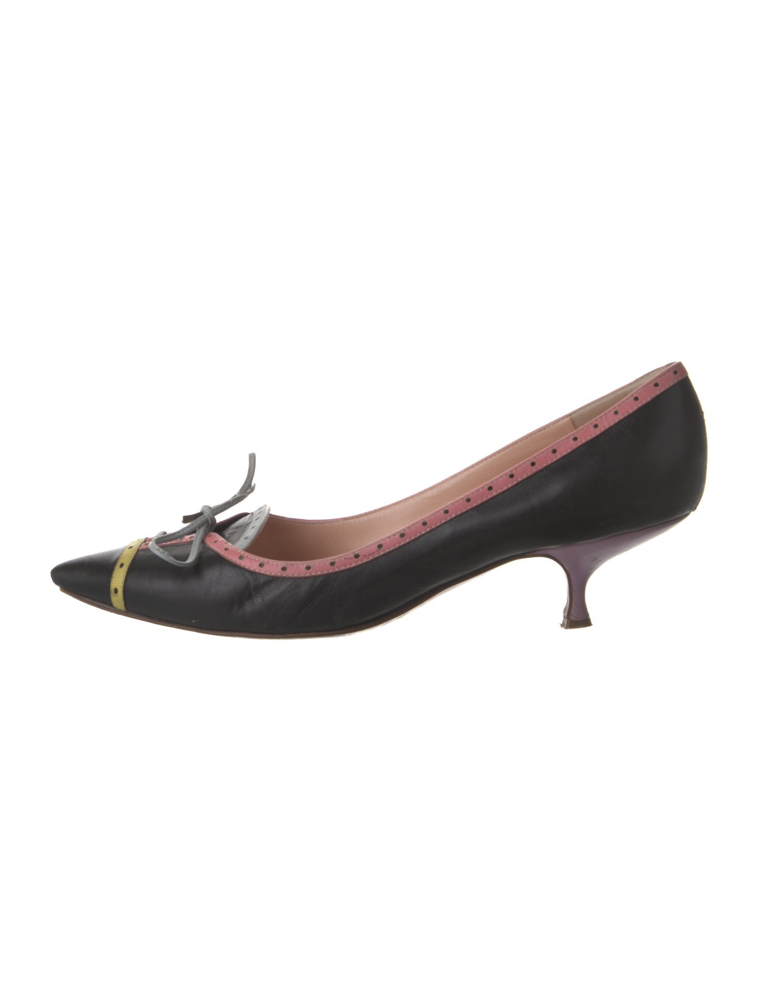 Leather Colorblock Pattern Pumps