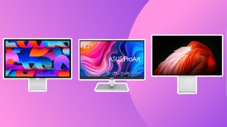 Product shots of three of the best monitors for Mac mini