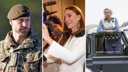 L-R: Prince William, Kate Middleton, Princess Anne