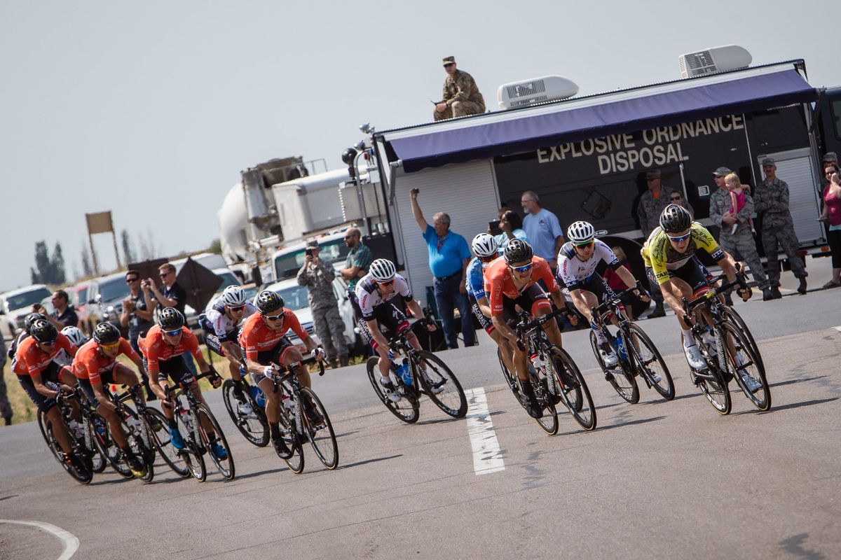 Rob Britton leads the bunch through Hill Airforce Base