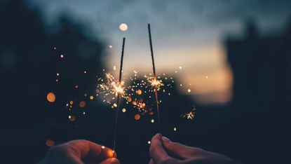 sparklers lit for Bonfire night