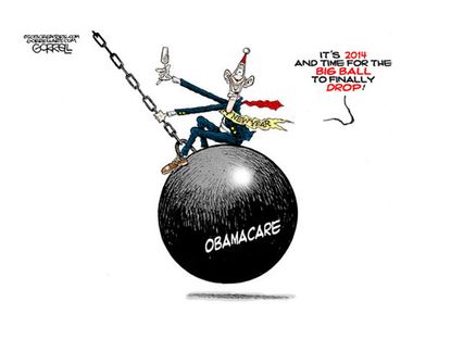 Obama cartoon Obamacare ball drop