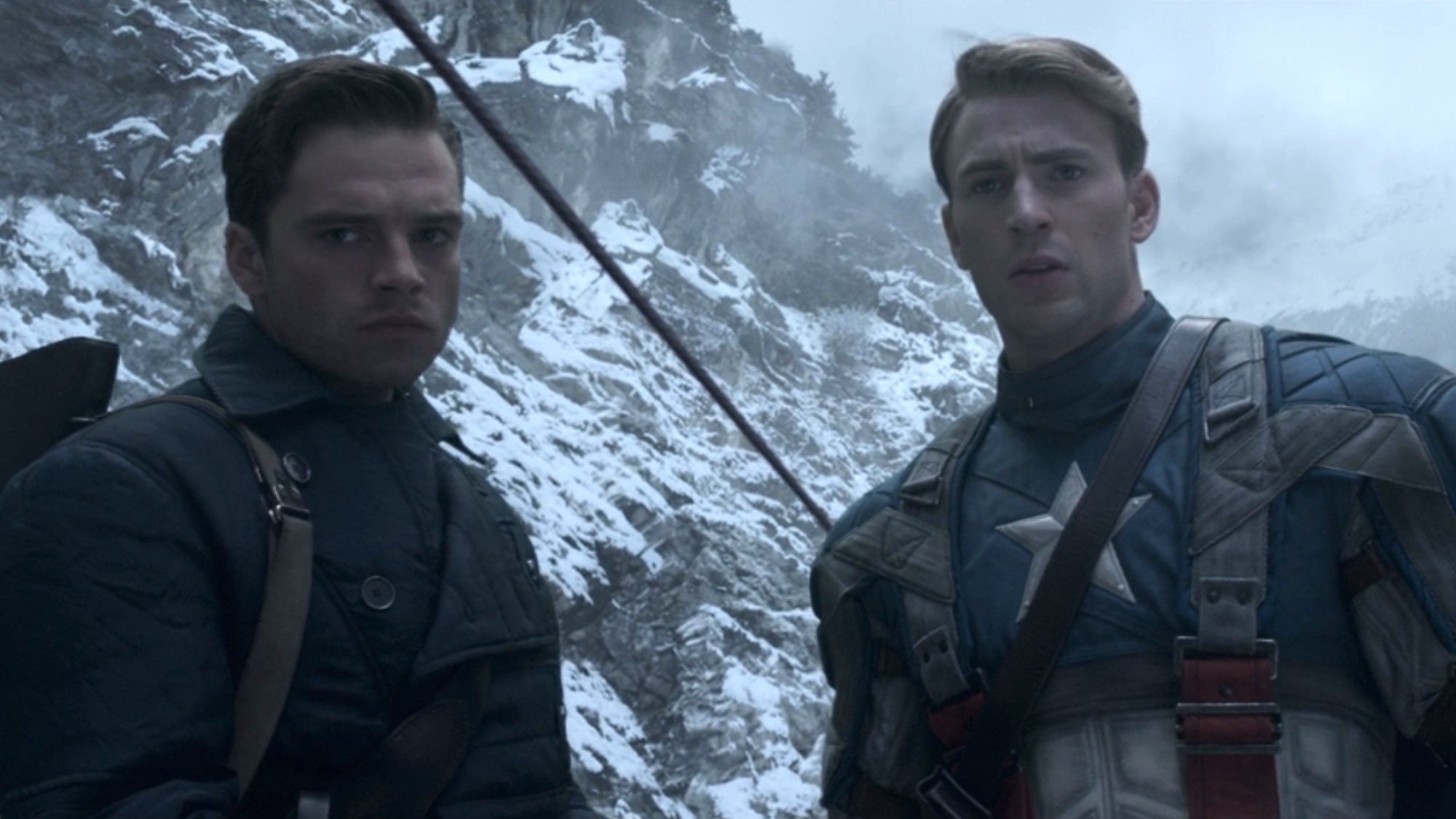 Cap and Bucky in The First Avengers' train mission.